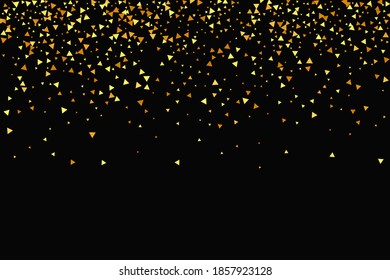 Hintergrundbild zum Thema geometrisches Jubiläum. Vektor Round Bokeh. Random-Bridal-Hintergrund. Folie-Grenze Abstrakte Geburtstagskarte. Gold Confetti auf schwarzem Hintergrund. Einzeln partikelförmige goldene Staubpartikel.