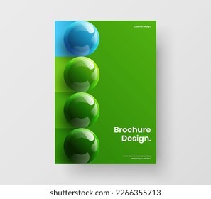 Geometrische jährliche Berichtsdesign-Vektorgrafik-Vorlage. Einzigartiges realistisches Sphären-Präsentationskonzept.
