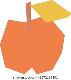 Uma maçã geométrica com uma folha plana e formas angulares. A maçã é retratada usando linhas afiadas e um estilo moderno. Ilustração de vetor de desenhos animados.