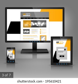 Geometric application template design for gadgets with yellow and black square shapes. Elements of stationery.