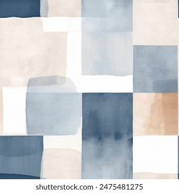 Geometric Aqua Terra Brown French Grey Abstract Watercolor Scandinavian Design Seamless Pattern Wallpaper Curtain Bedding Upholstery White Background Vector