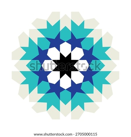 Geometric Arabic Mosaic. Islamic geometric pattern, zellige, Logotype inspiration, pre made decorative fashion labels, signs. Vector Zellige
