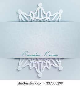 Geometric arabic pattern for greeting Ramadan Kareem - Translation of text : Ramadan Kareem - May Generosity Bless you during the holy month