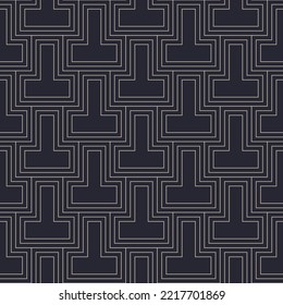 Geometric Arabic Seamless Pattern Vector Aesthetic Ornament Abstract Background. Classic Arabian Lattice Design Linear Texture Repetitive Wallpaper. Arab Ornamental Grid Endless Line Art Illustration