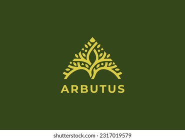 geometric arbutus tree logo based on initial letter A it self
