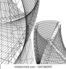 Geometric architecture background. Abstract shape