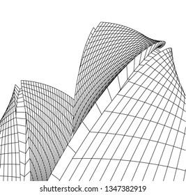 Geometric architecture background. Abstract shape