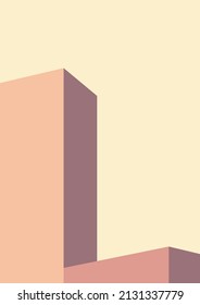 geometric architecture background with minimal design on tone color background. Geometric elements with abstract modern wall decoration. vector illustration