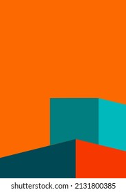 geometric architecture background with minimal design on tone color background. Geometric elements with abstract modern wall decoration. vector illustration