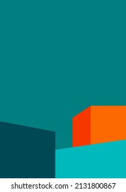 geometric architecture background with minimal design on tone color background. Geometric elements with abstract modern wall decoration. vector illustration