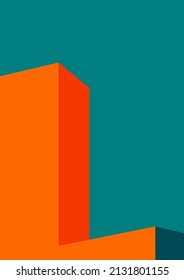 geometric architecture background with minimal design on tone color background. Geometric elements with abstract modern wall decoration. vector illustration