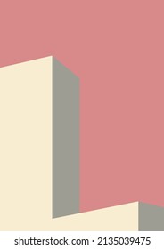 geometric architecture background with minimal design on tone color background. Geometric elements with abstract modern wall decoration. vector illustration