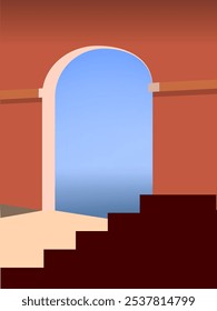 Fondo de Ilustración vectorial de diseño de construcción de perspectiva de arquitectura geométrica. Diseño colorido para el arte de la pared, la decoración, las tarjetas, el cartel y la impresión.