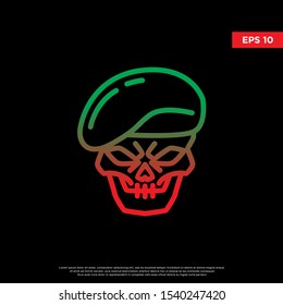 geometric army skull logo. using mono line style. modern icon template design
