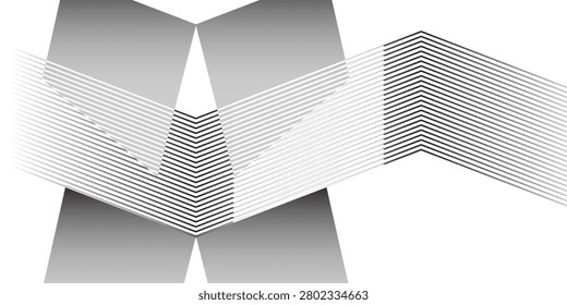 Geometric arrangement of folded paper sheets creates a grayscale abstract composition