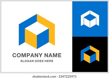 Geometric Arrow Box Business Company Stock Vector Logo Design Template