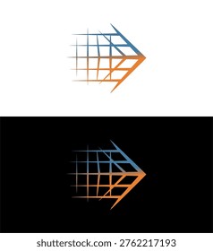 Geometric arrow grid logo design