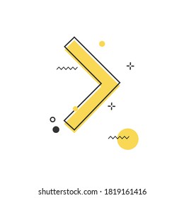 Geometric Arrow in memphis style for web or banner. vector illustration isolated on white background.