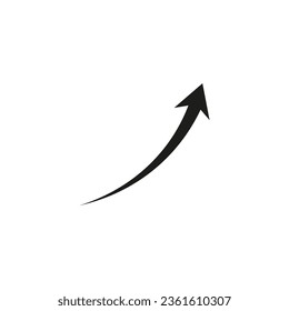Geometric arrow semicircular rounded curved shape.