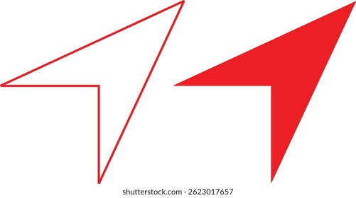Geometric arrow shapes, red and white design, minimalist logo, sharp angles, abstract composition, 2D illustration, clean lines, vector graphic style, modernist aesthetic	