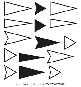 Geometric arrow shapes. Repeating black pattern. Minimal vector arrows. Modern abstract illustration.