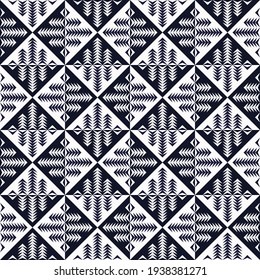 Patrón de puntas geométricas sin fisuras. Diseño tradicional para fondo, papel pintado, ropa, envoltura, alfombra, azulejos, tela, decoración, ilustración vectorial, estilo bordado. Diseño en blanco y negro