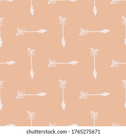 Patrón de flechas geométricas. Papel tapizado tribal sin fisuras en forma de doodle. Fondo decorativo para el diseño de tejidos, impresión textil, papel envolvente. Ilustración vectorial. 