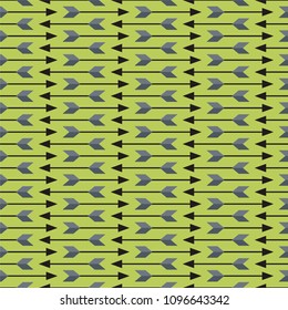 Geometric Arrows Seamless Pattern - Alternating gray arrows on light green background
