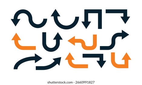 Flechas geométricas sobre fondo blanco