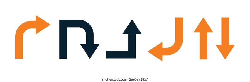 Geometrische Pfeile auf weißem Hintergrund