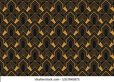 Geometric Art Deco Elegant Seamless Pattern Luxury Line Art Beautiful Backdrop Design