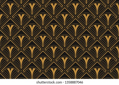 Geometric Art Deco Elegant Seamless Pattern Luxury Line Art Beautiful Backdrop Design