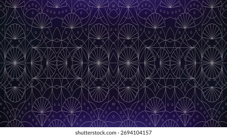Geometric Art Deco Pattern with Fan Circle Motifs Dark Gradient texture