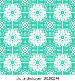Geometric art deco pattern with organic floral shapes in bright tropical blue color Texture in 1930s style for print, spring summer fashion, textile, fabric, wallpaper, gift wrapping paper, home decor