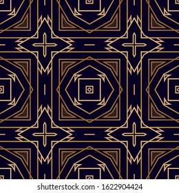 Geometric Art Deco Seamless Pattern. Retro Background in Elegant Chic Style.  Seamless Pattern with Geometric Shapes. Nouveau Interior Texture. Luxury Decorative Background.