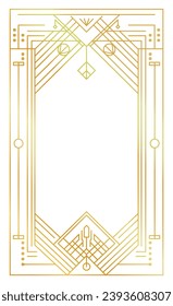 Geometric art deco style gold frame for print, invitations, social media. Vector illustration