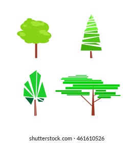 Geometric art. Green trees.