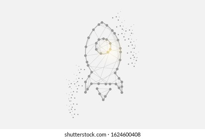 Geometric art line and dot of rocket vector background eps 10