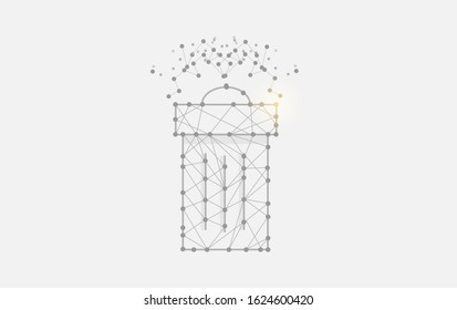 Geometric art line and dot of trash can vector background eps 10