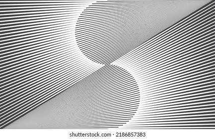 Geometric art lines background. Creative letter S with striped pattern.