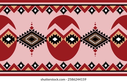 Geometric art ornament. Design for wallpaper, cover, wrapping, clothing, fabric. Ikat embroidery ethnic oriental pattern traditional. Easter design