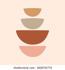 Geometric Art Print, Mid Century Modern, Geometric Wall Art, Semicircle Shapes, Digital Abstract Terracotta