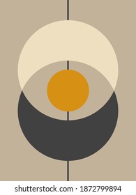 Geometric art print trendy minimalist abstract contemporary poster for wall decoration, placard, brochure cover. Decoration cover. Boho art. Interior decoration. Wall art.