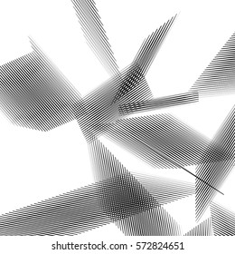 Geometric art with random, chaotic lines. Abstract monochrome illustration