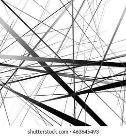 Geometric art random intersecting lines. Asymmetric irregular lines pattern.