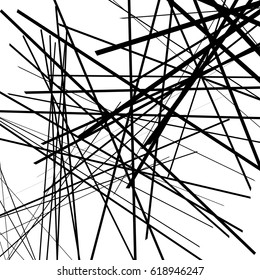 Geometric art of random intersecting lines. Abstract chaotic texture. Random lines, stripes artistic illustration