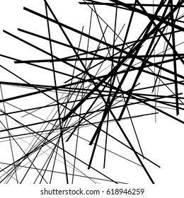 Geometric art of random intersecting lines. Abstract chaotic texture. Random lines, stripes artistic illustration