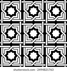 Geometric Art of Repeating Arabian pattern. Arabic Star shapes Seamless patterns of printable vector.
