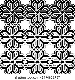 Geometric Art of Repeating Arabian pattern. Arabic Star shapes Seamless patterns of printable vector.