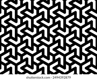 Geometric Art of Repeating pattern. Interlocking shapes Seamless patterns of printable vector.